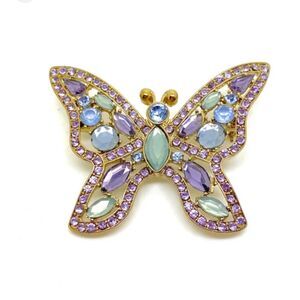 Beautiful Vintage Napier Lilac/Blue/and Green Butterfly Brooch